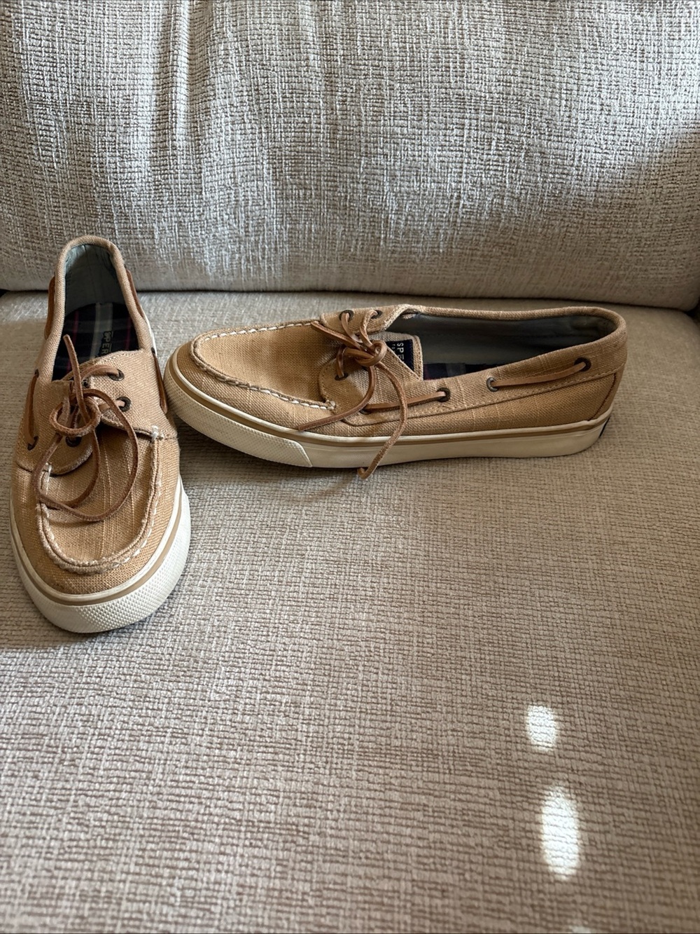 Sperry Women’s Canvas Boat Shoes in Light Brown Sz 9M